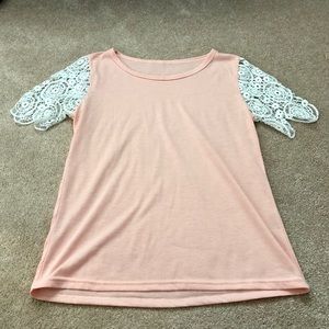 Peach and lace tee